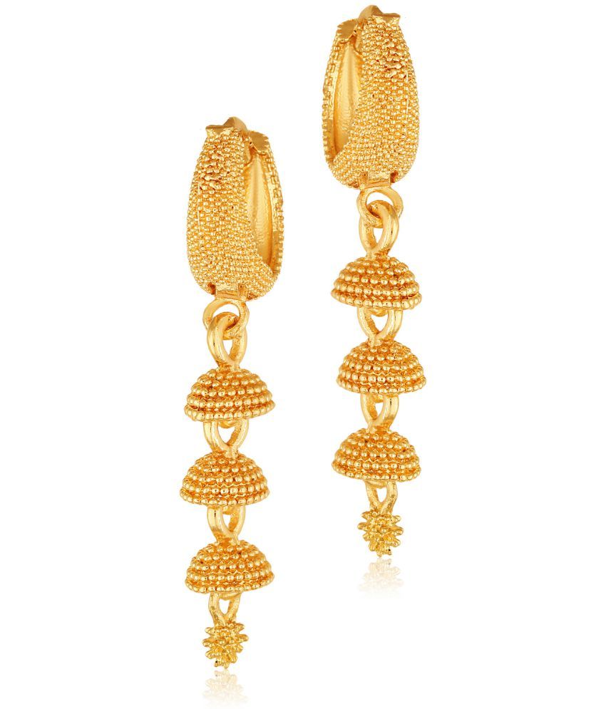     			Vighnaharta - Golden Jhumki Earrings ( Pack of 1 )