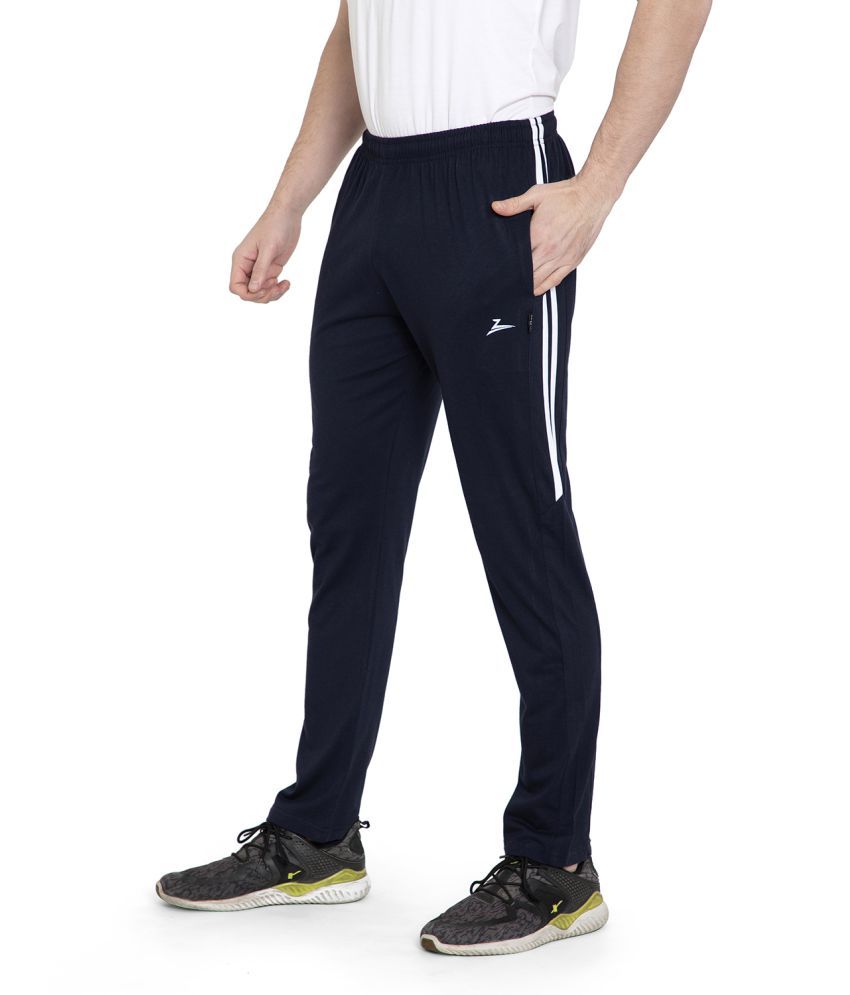     			Zeffit Men's Cotton Blend Running Trackpants Navy