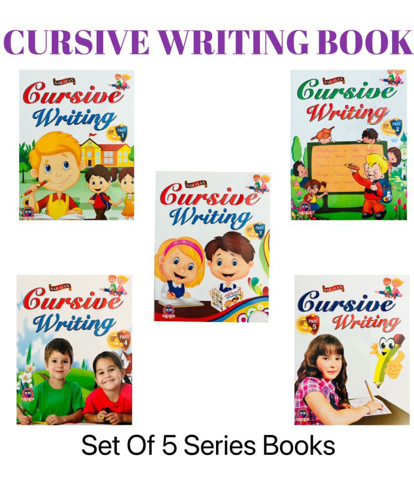     			Cursive Writing Set Of 5 Books Kids Pack - Capital Letters, Small Letters, Joining Letters, Words, Sentences - Handwriting Practice Books for Age 2-7 years