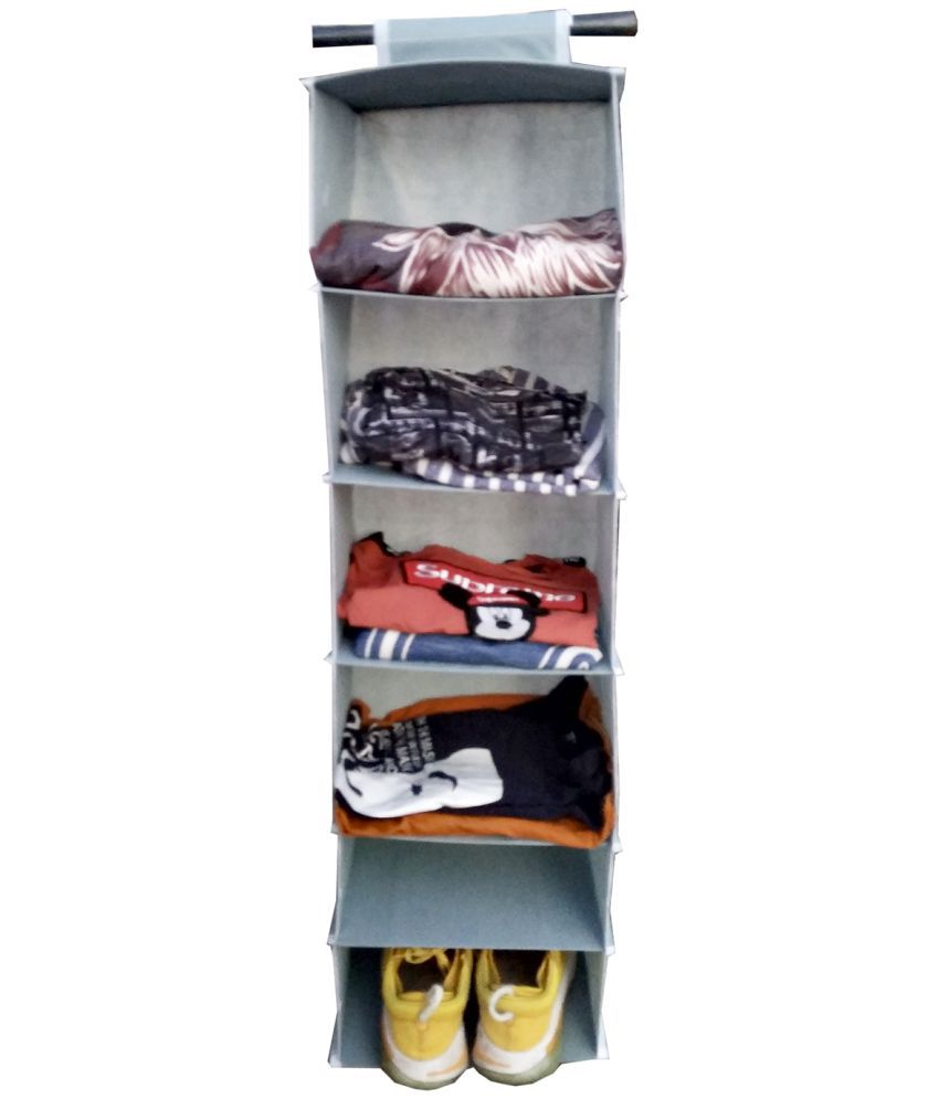     			Sh Nasima  Hanging 3 Shelf Closet Cloth Organizer Wardrobe Organiser Hanging Organizer for Almirah Regular Organizer Pack Of 1