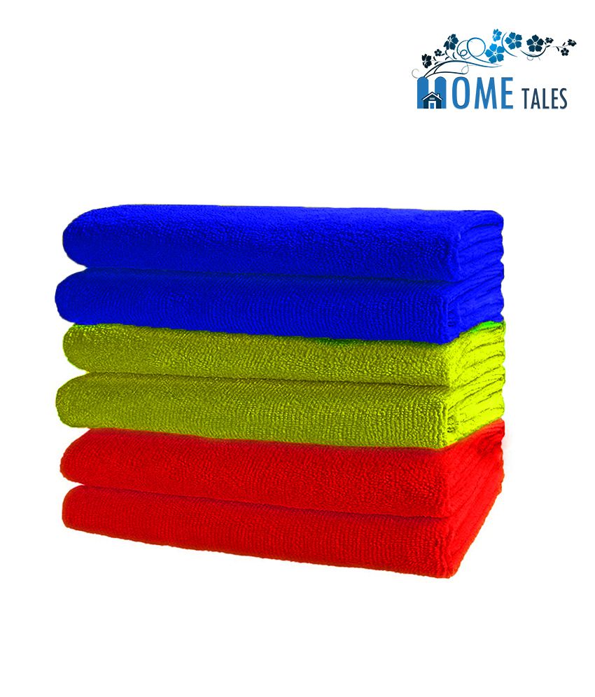 HOMETALES Microfiber Duster/Cleaning Cloth - 250 GSM (Pack of 6), 2 Red, 2 Yellow & 2 Blue