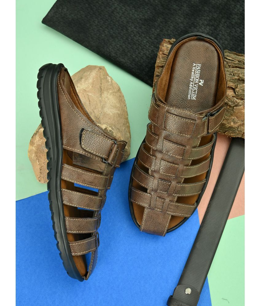     			Fashion Victim Brown Synthetic Leather Sandals