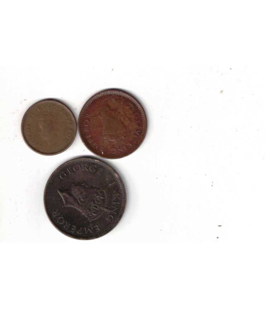     			3 PCS SET KING GEORGE VI  1/12 ANNA 1/2 PICE AND ONE QUARTER AANA USED MIX YEAR MIX MINT SEE PHOTO