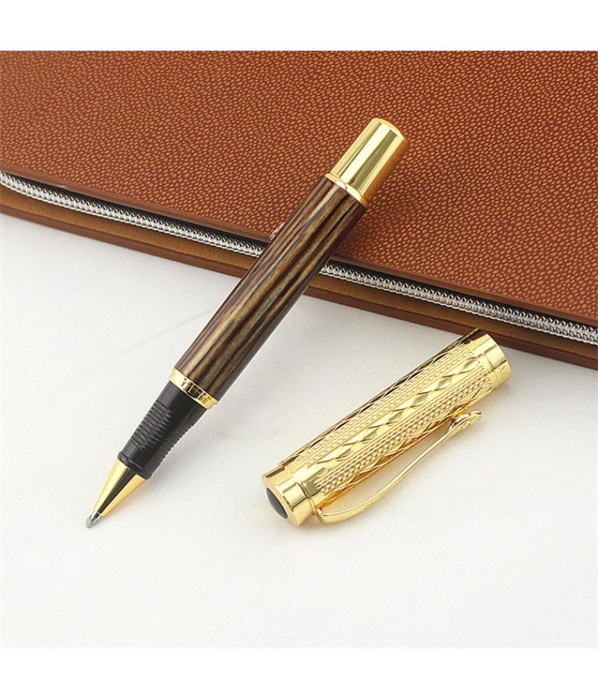     			Hayman 24 CT Gold Plated Wooden Finish Roller Ball Pen with Gift Box (Pen-175)
