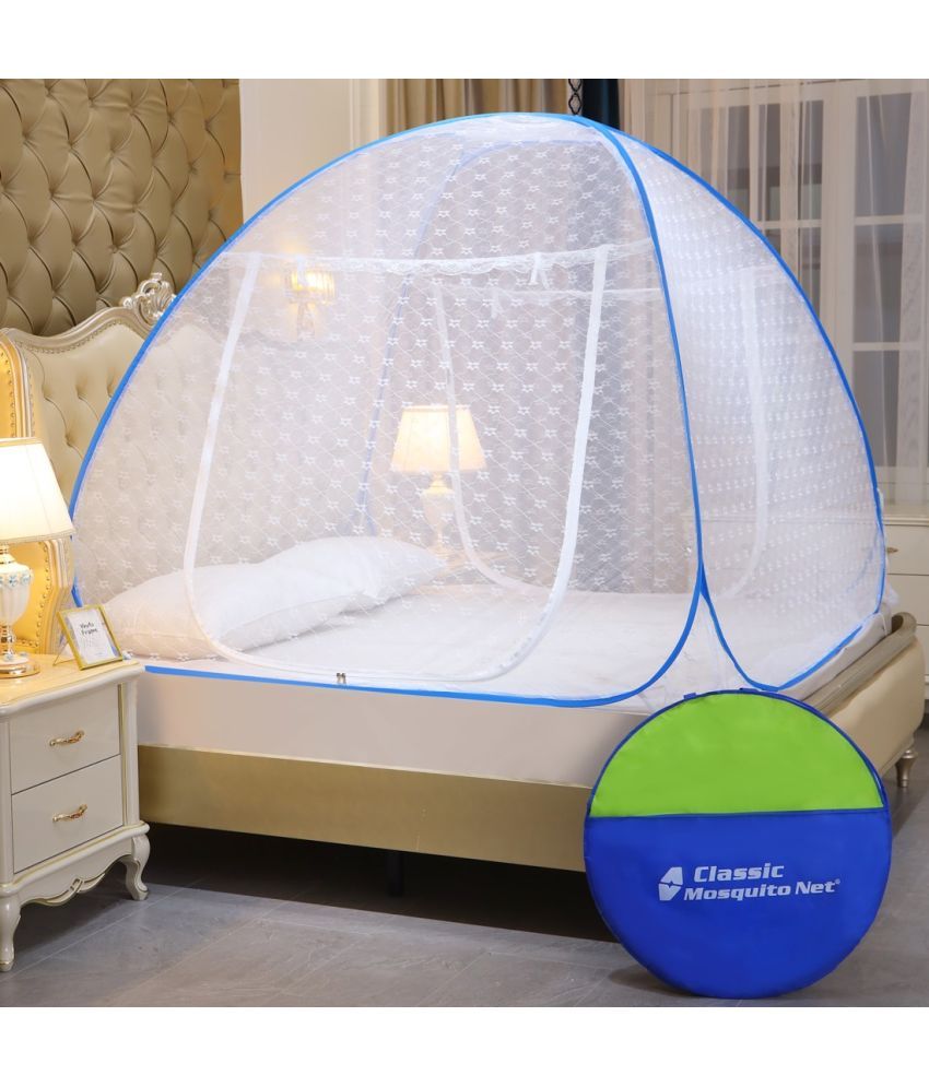     			Classic Mosquito Net Queen Blue Embroidery Mosquito Net