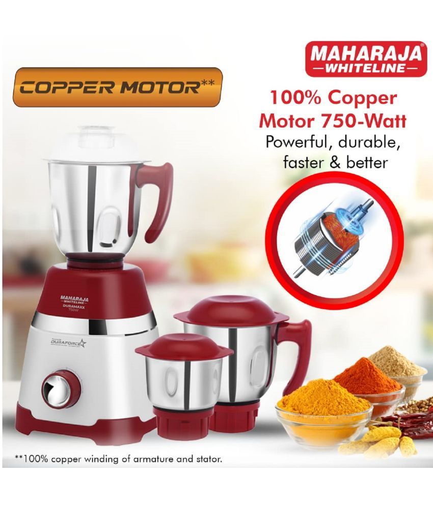 Maharaja Whiteline Duramaxx 750 Watt 3 Jar Mixer Grinder Price in India