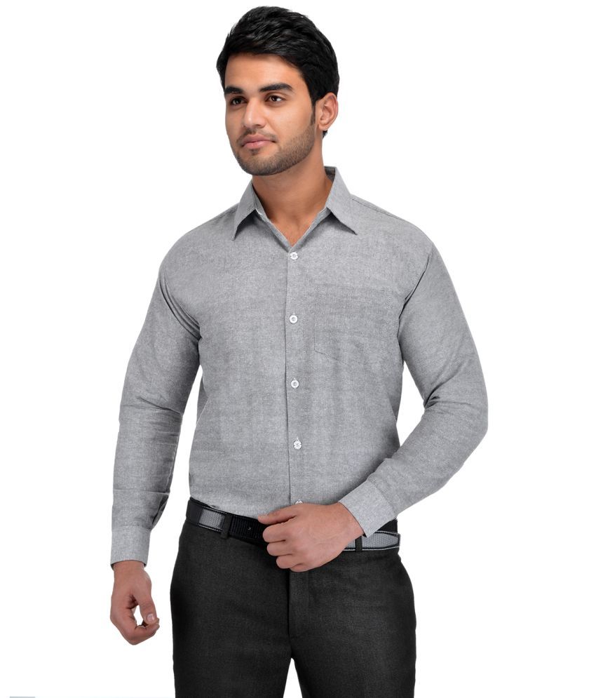     			RIAG 100 Percent Cotton Regular Fit Solids Men's Casual Shirt - Grey ( Pack of 1 )