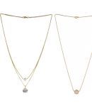 Gold Plated White American Pendant With Satari Chain Combo Of 2 Necklace Golden Chain Pendant for Women and Girls