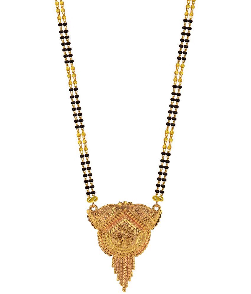     			MGSV Jewellery Traditional Necklace Pendant Hand Meena 30inch Long and 18inch short  Mangalsutra/Tanmaniya/nallapusalu/Black Beads For Women and Girls Brass, Alloy Mangalsutra