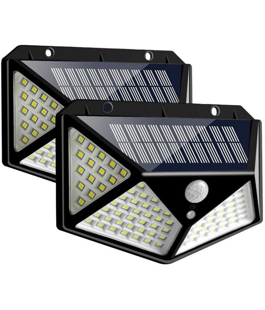     			MR Outdoor Wall  100 Led Solar Motion Sensor Light Black - Pack of 2