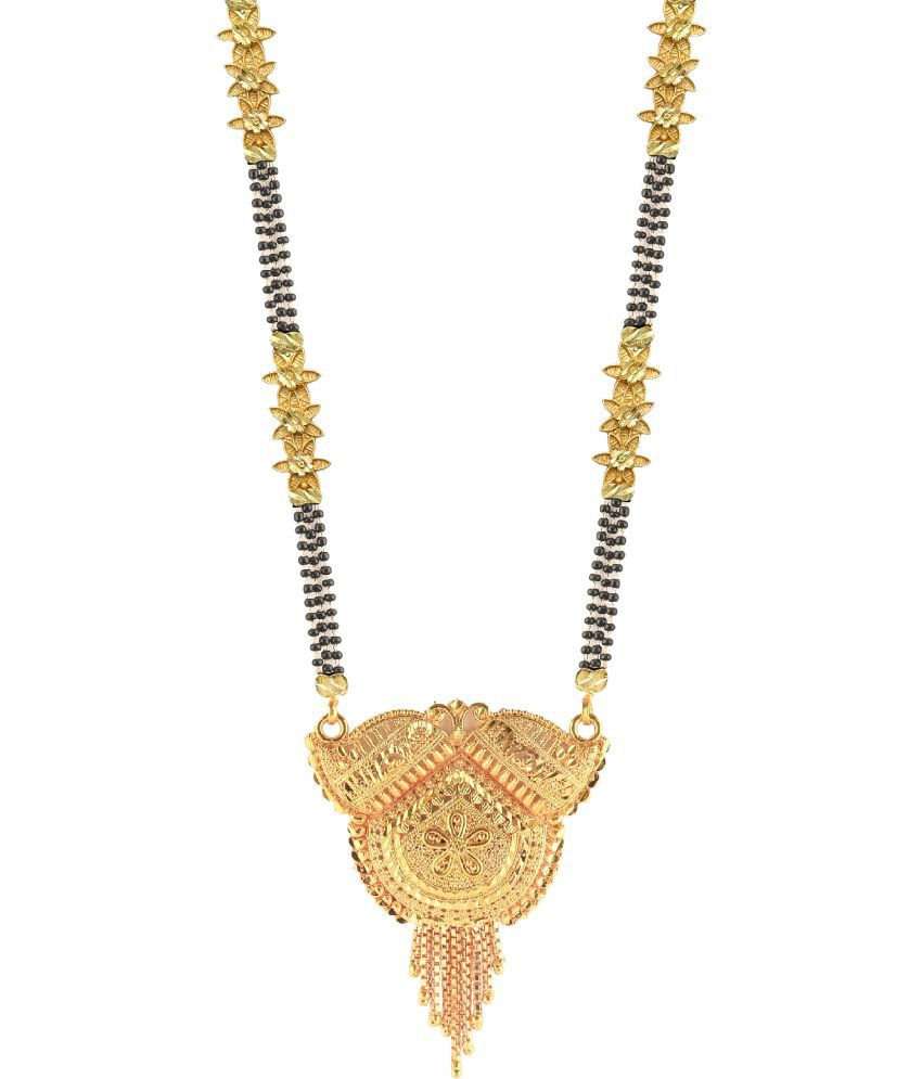     			Traditional Necklace Pendant Gold Palted Glorious Hand Meena 30 inch Long Mangalsutra/Tanmaniya/nallapusalu/Black Beads Mangalsutr For Women Gold long chain