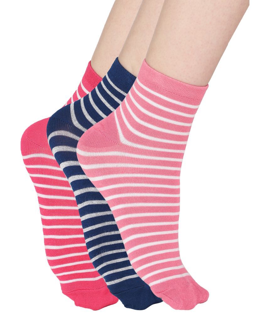     			Bodycare Women's Multicolor Cotton Combo Ankle Length Socks ( Pack of 3 )