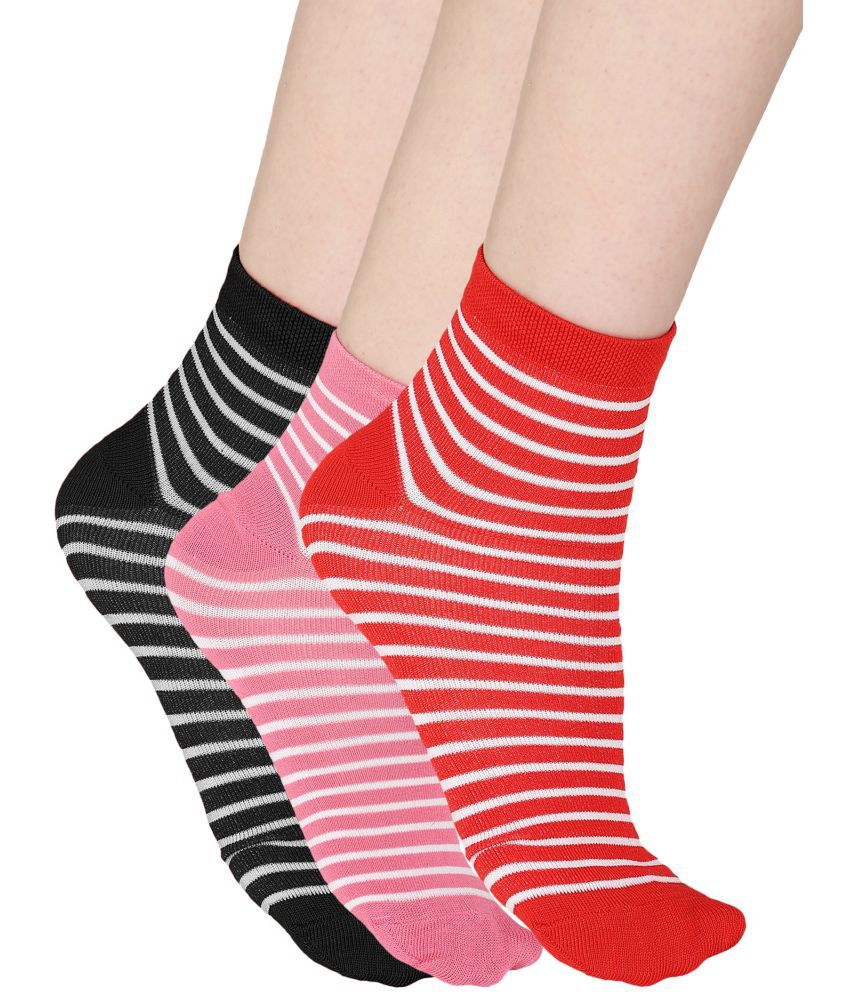     			Bodycare Women's Multicolor Cotton Combo Ankle Length Socks ( Pack of 3 )