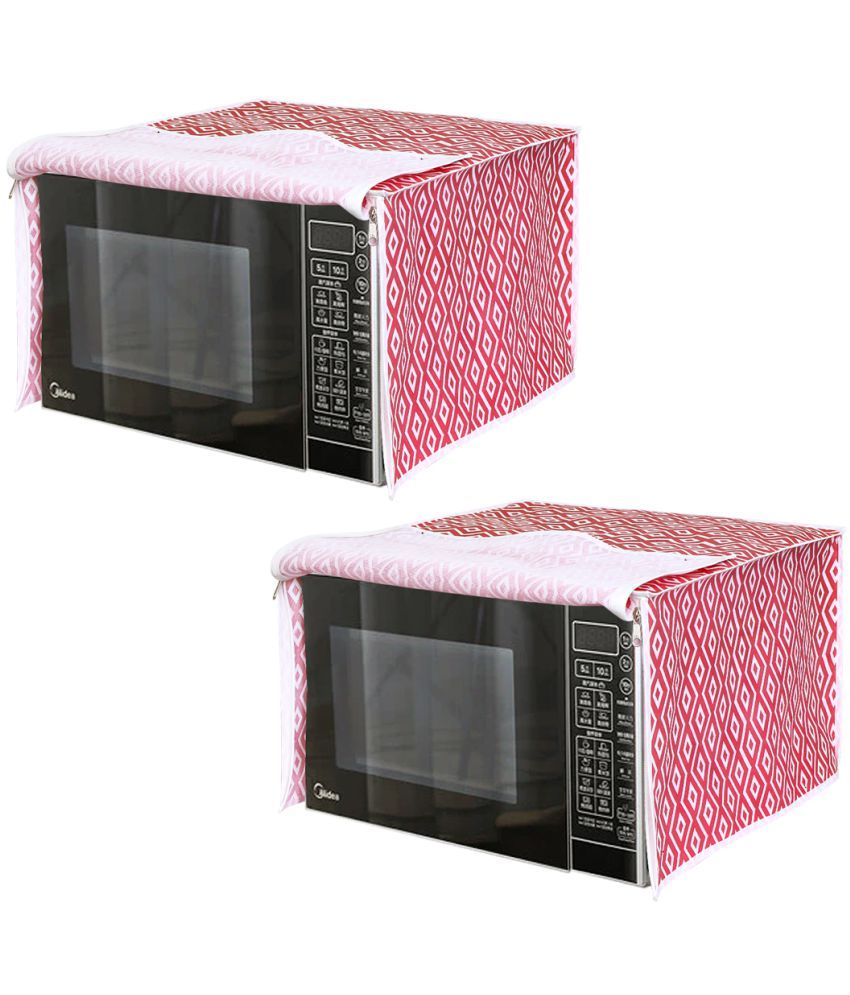     			PrettyKrafts Set of 2 Polyester Red Kitchen Shelf Cover Cover