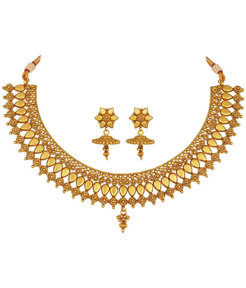 JFL - Jewellery For Less Copper Golden Traditional Necklaces Set Choker