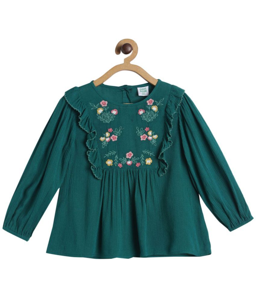     			MINIKLUB Baby Girl Green Color Woven Top