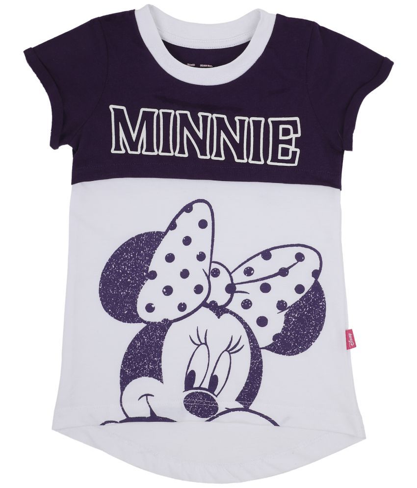     			MINNIE & FRIENDS GIRLS TSHIRT ROUND NECK HALF SLEEVES SOLID NAVY & WHITE