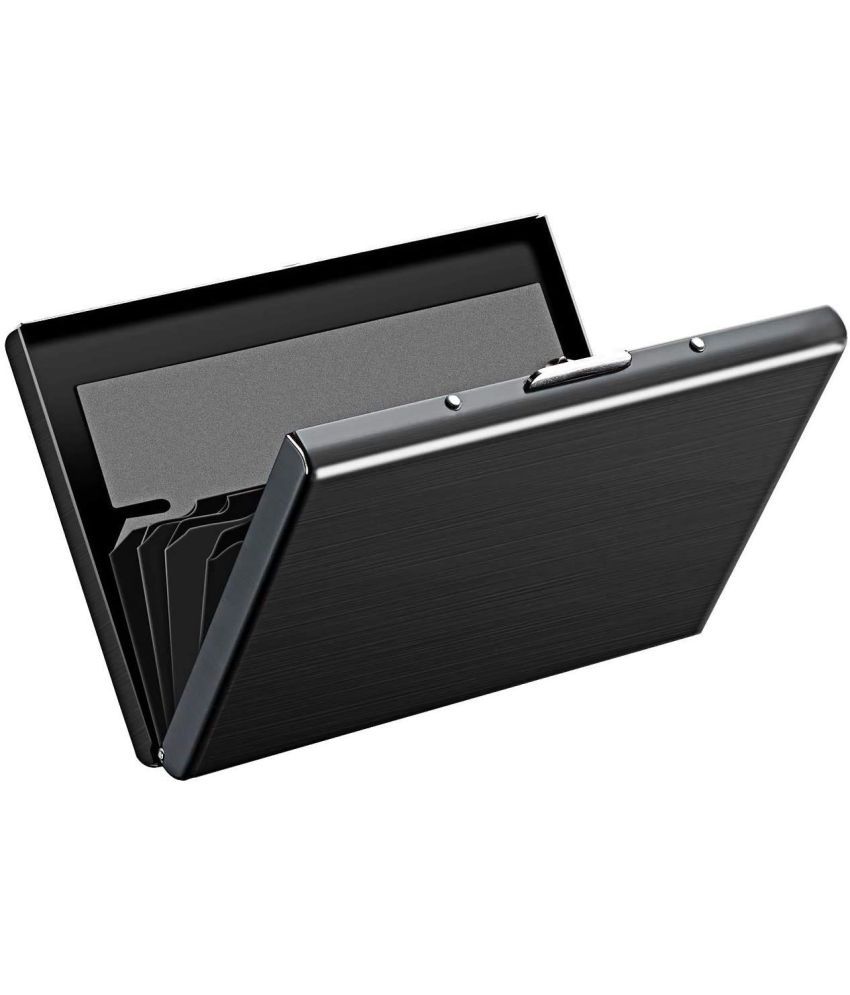     			STYLE SHOES 6 Slots Steel RFID Blocking Metal Credit Card Holder Wallet for Men & Boys (9.5cm x 6.7cm x 1.5cm ,Black)