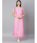 StyleStone Georgette Pink Fit And Flare Dress -