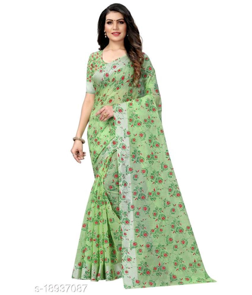     			AARTI SELECTION - Light Green Cotton Saree With Blouse Piece (Pack of 1)