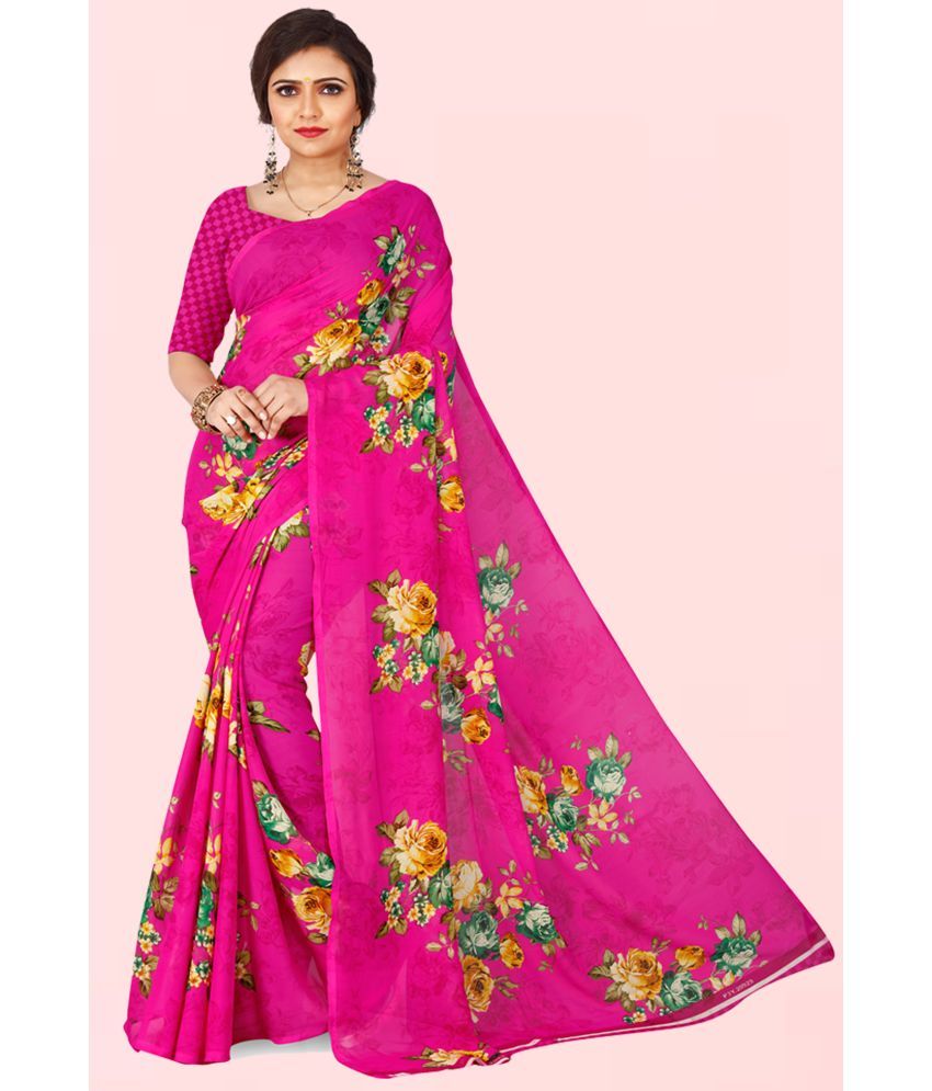     			Kashvi Sarees Pink Georgette Saree