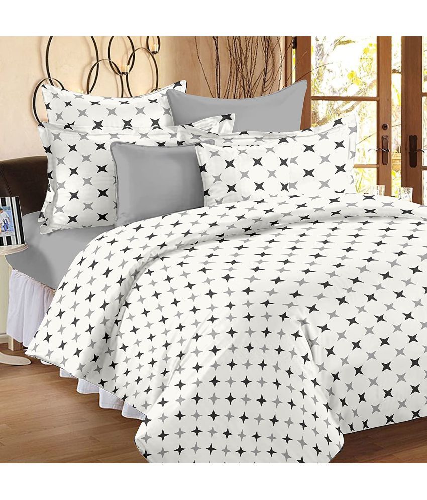     			Huesland - White Cotton Double Bedsheet with 2 Pillow Covers