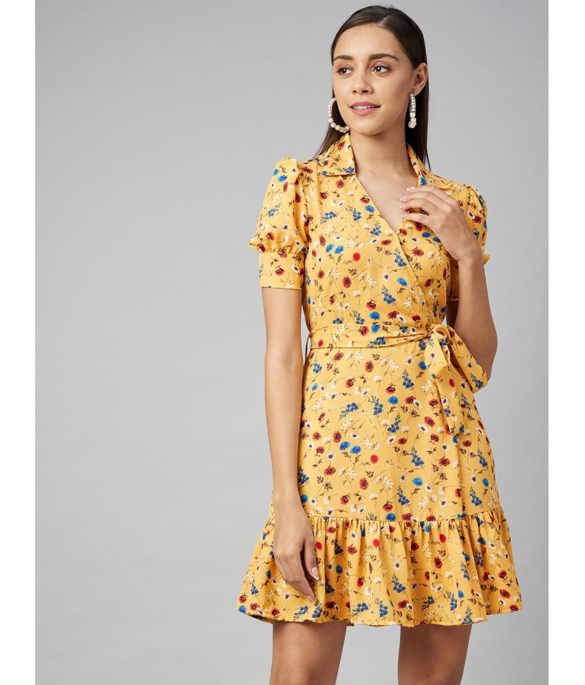     			StyleStone Crepe Yellow Fit And Flare Dress -