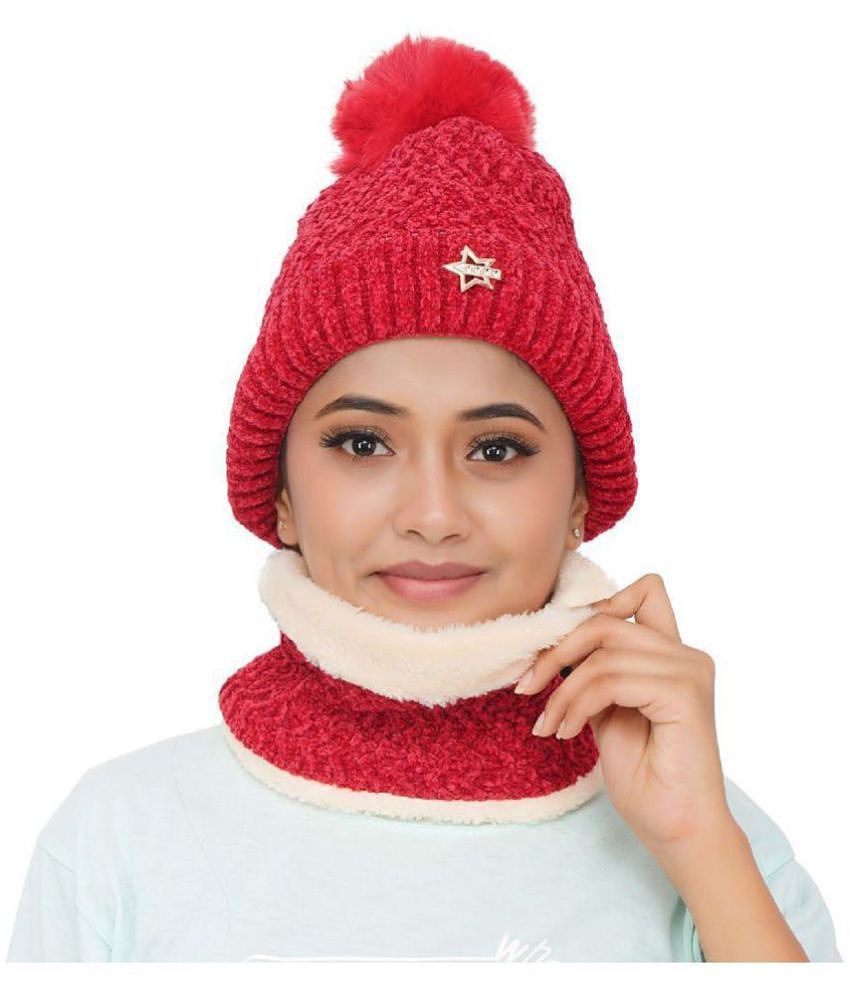 Top Men PENYAN Girls Red Woollen Caps For Winter ( Pack of 1 ) - Red 2025 at ShopCircuit | ONDC