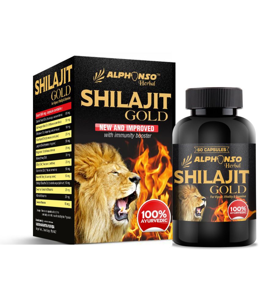     			Alphonso Herbal Shilajit Gold for Strength, Stamina, Power & Rejuvenation - 60 Capsules