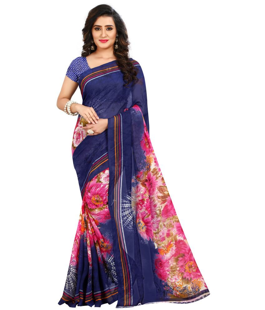     			Kashvi Sarees Blue Georgette Saree