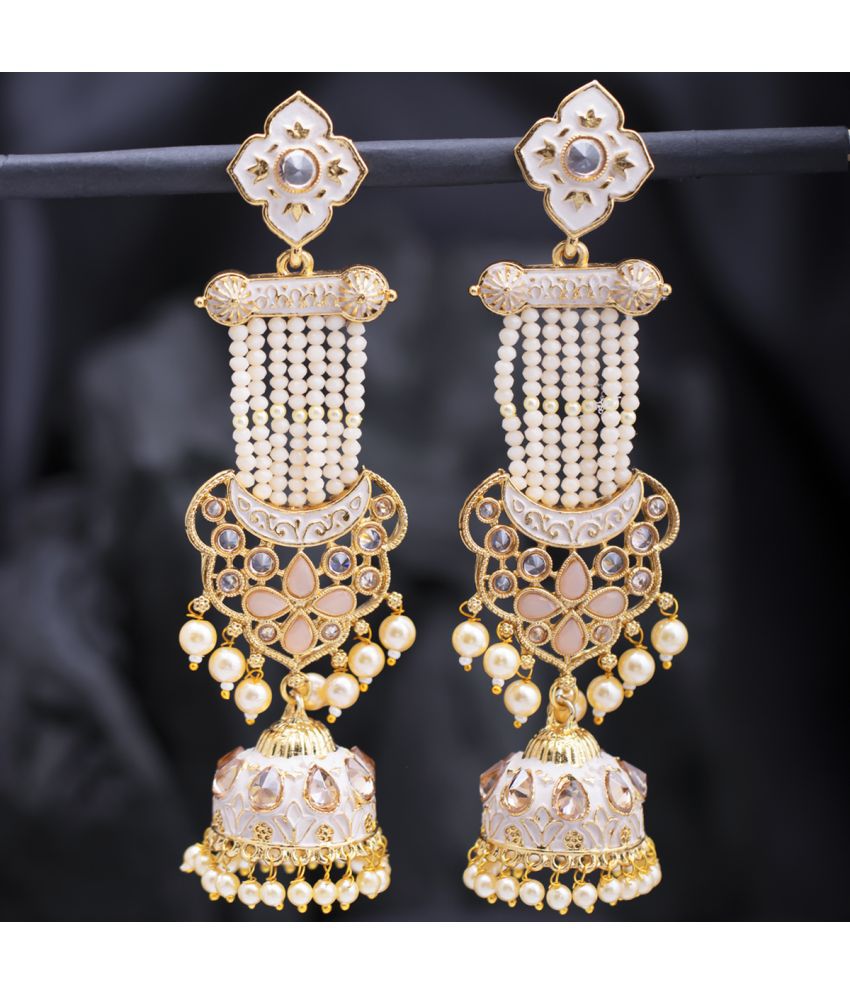     			Sukkhi Glimmery Pearl Gold Plated Kundan Meenakari Jhumki Earring for Women