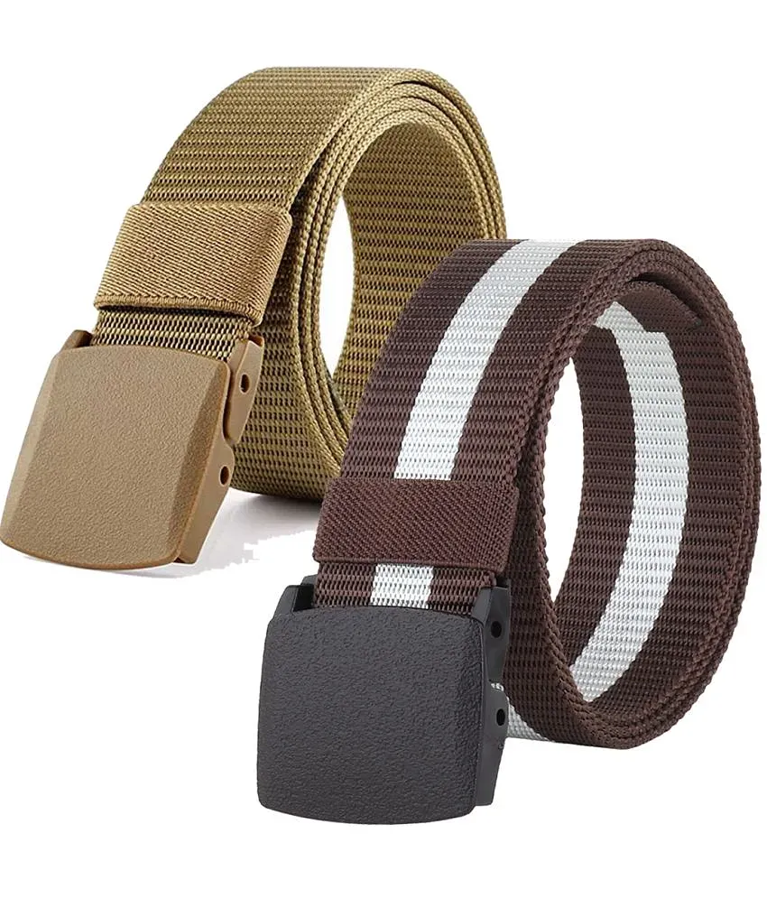 SUNSHOPPING Multi Nylon Casual Belt Pack of 2