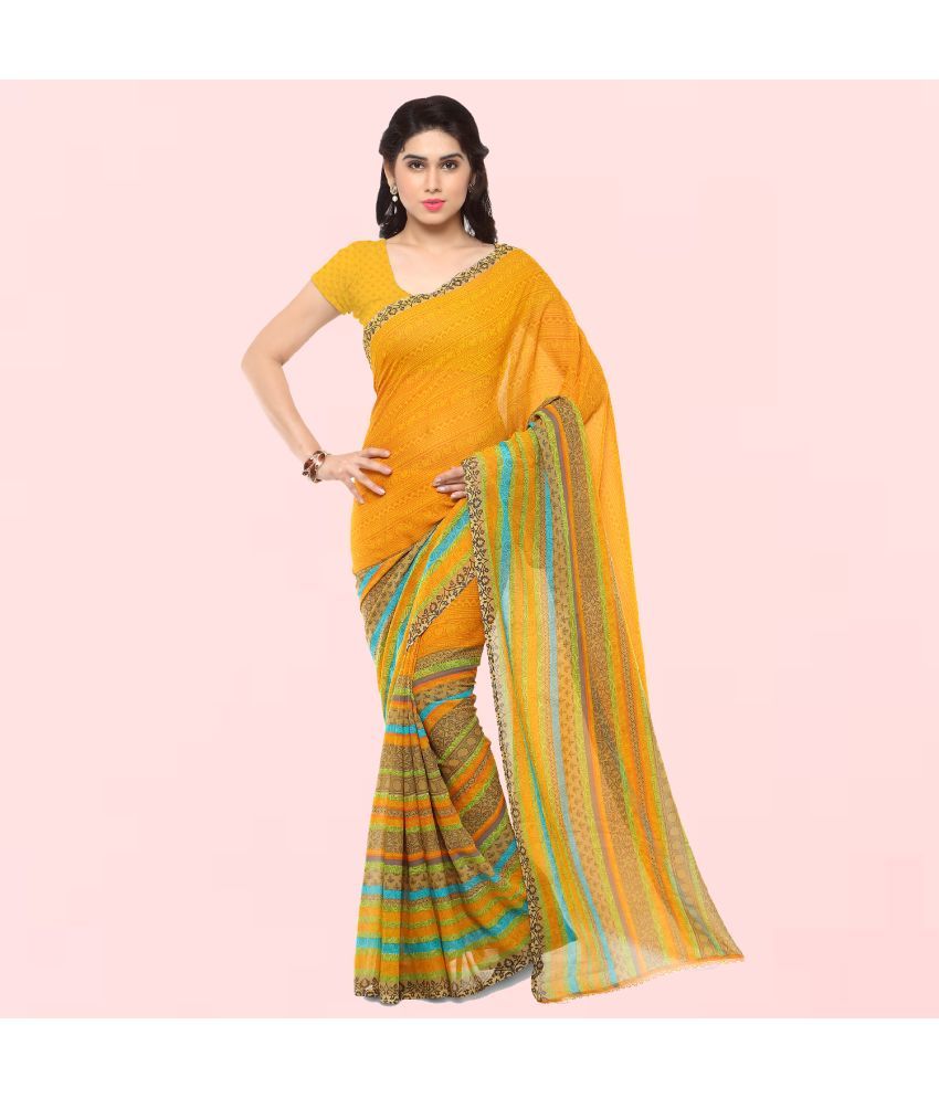     			Kashvi Sarees Yellow Georgette Saree