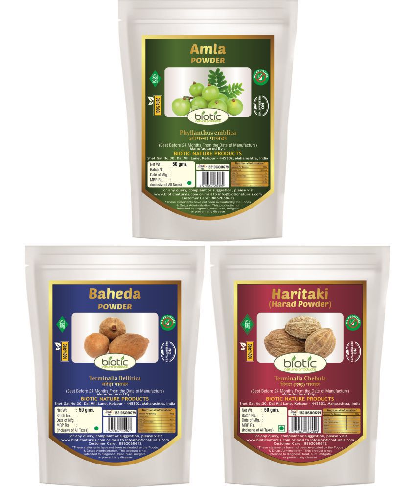     			Biotic Amla, Harad & Baheda - 150 gms (50g each) Triphla Powder 150 gm Pack of 3