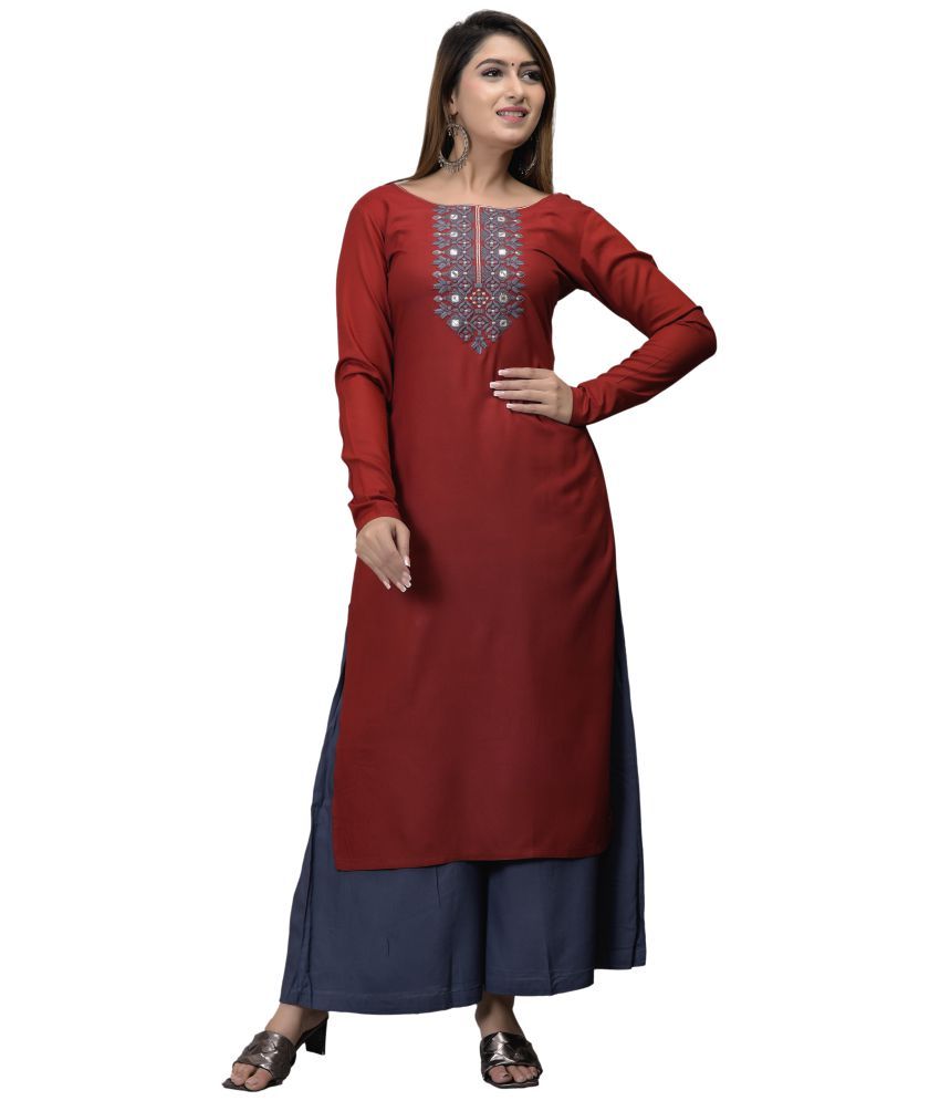     			Clothy N Wave Rayon Kurti With Palazzo - Stitched Suit