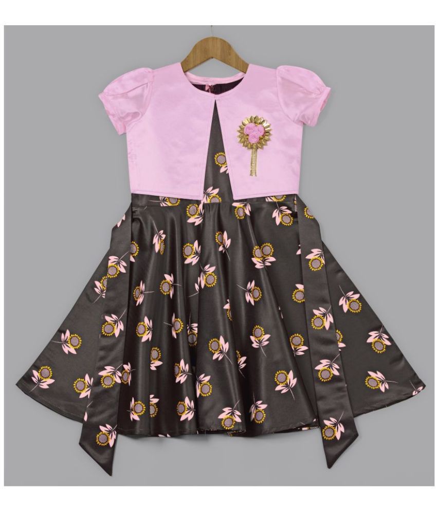     			Fashion Dream - Baby Pink Satin Girl's Skater Dress ( Pack of 1 )