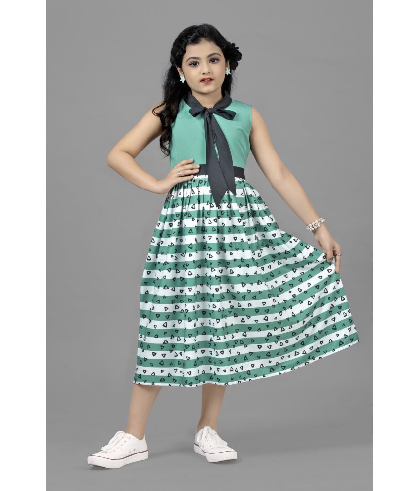     			Fashion Dream Girl’s Crepe Digital Printed Calf Length Dress