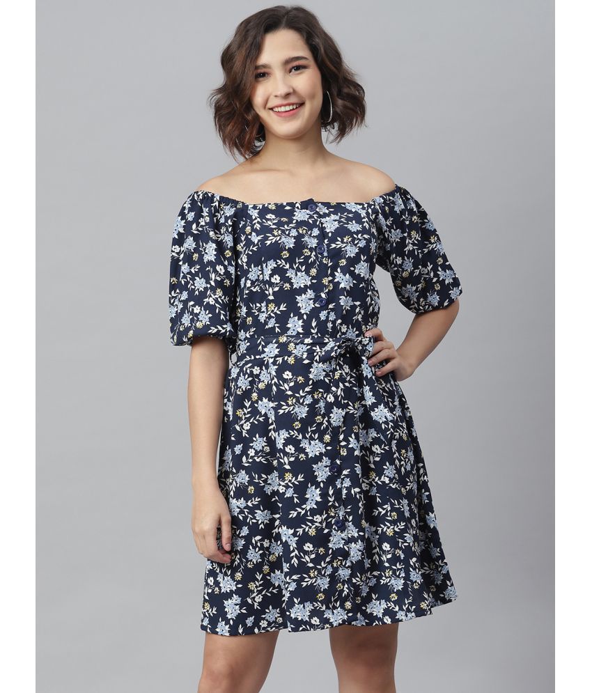     			StyleStone Polyester Blue Fit And Flare Dress - Single