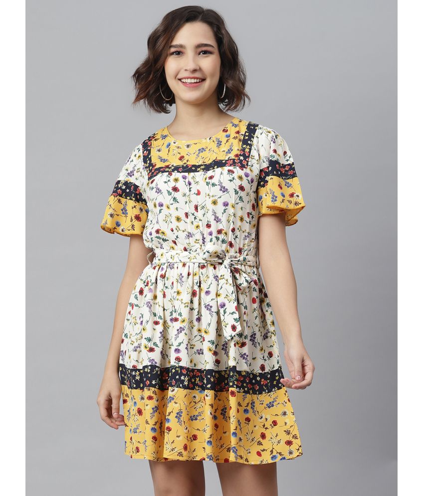     			StyleStone Polyester Multi Color Fit And Flare Dress - Single