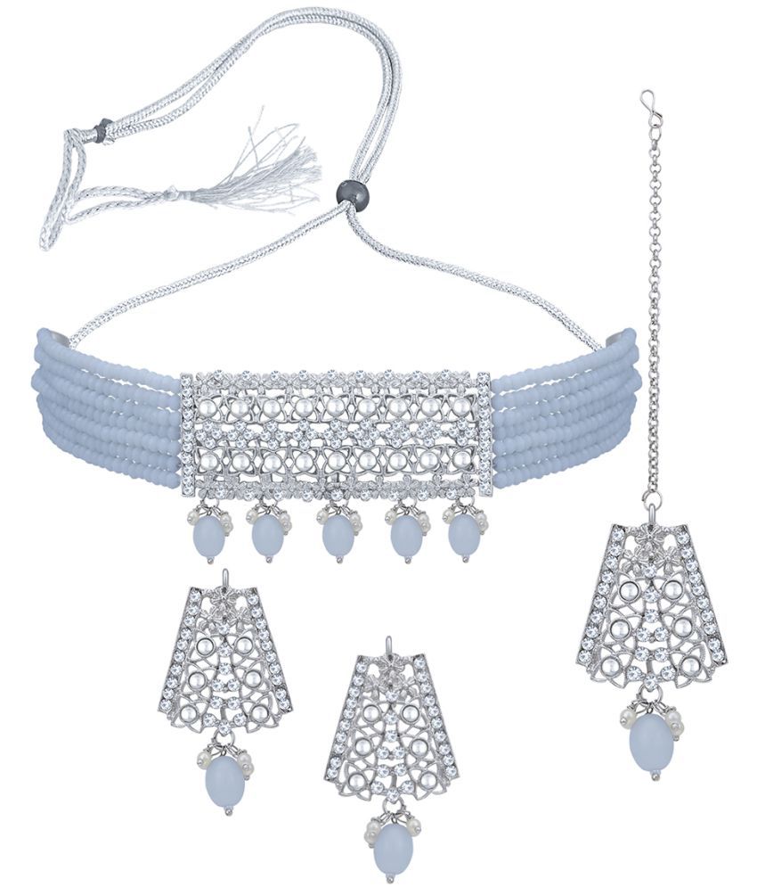     			Sukkhi Alloy Gray Traditional Necklaces Set Choker