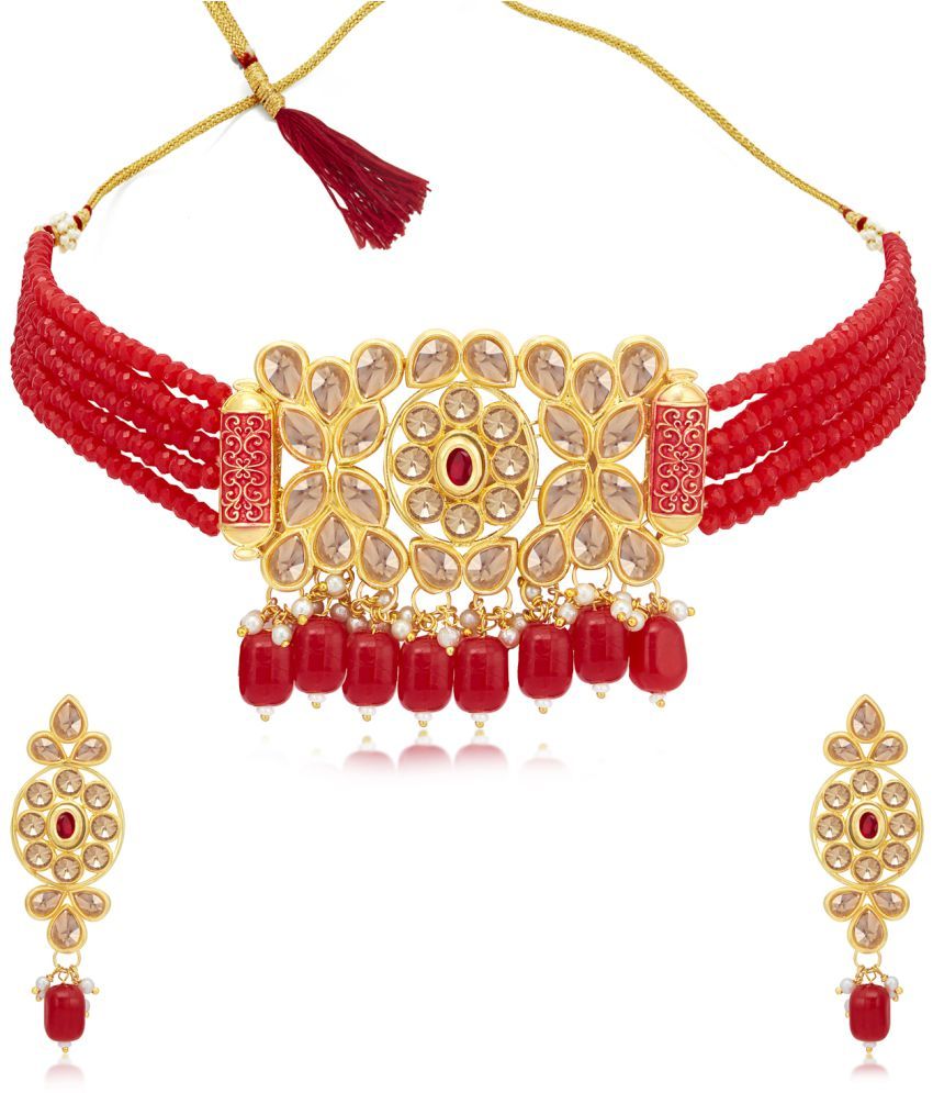     			Sukkhi Alloy Maroon Traditional Necklaces Set Choker