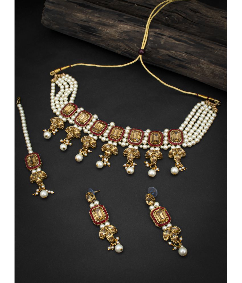     			Sukkhi Alloy Red Traditional Necklaces Set Choker