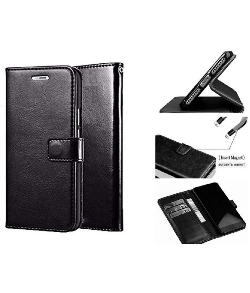     			Doyen Creations Black Flip Cover For Oppo A5 2020 Original Leather Wallet