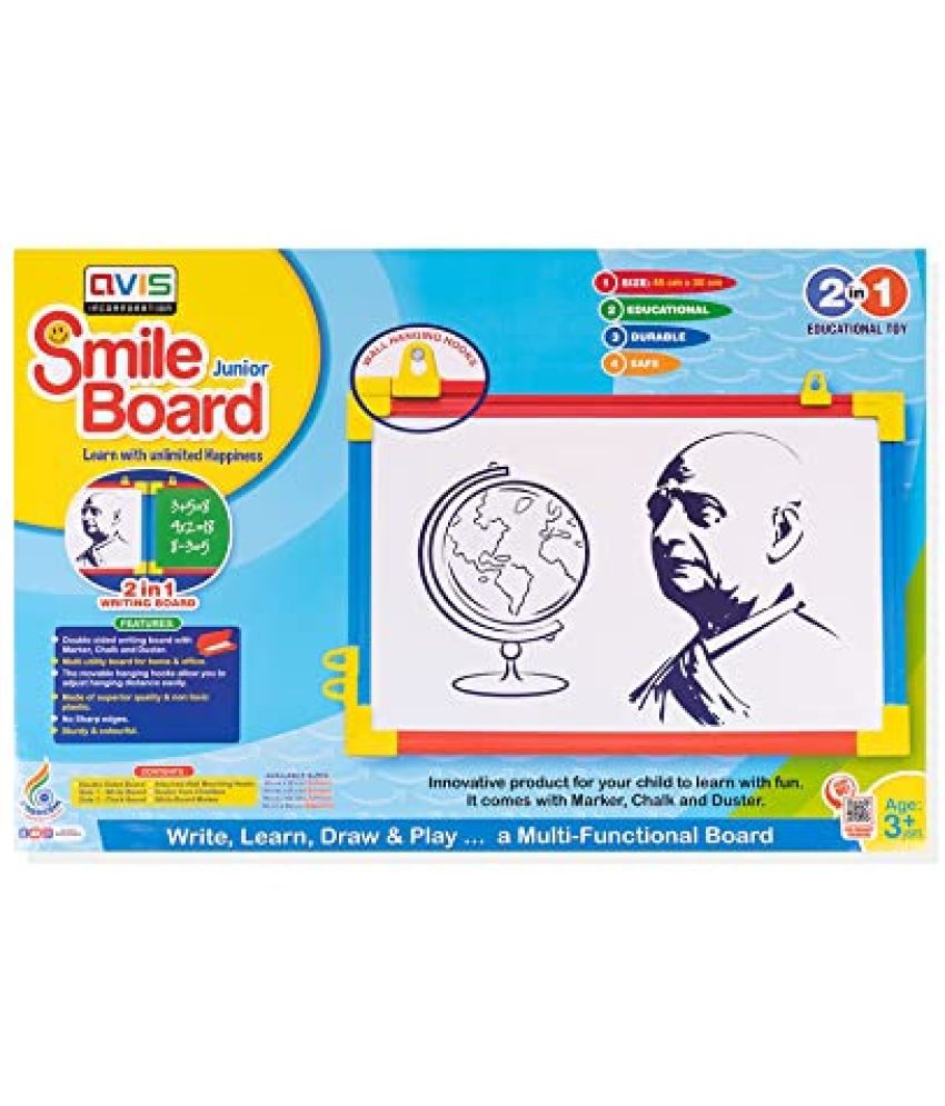     			Educational 2 in 1 Smile Writing Board Junior.A Perfect Double Sided Writing Board for All Ages.(Size:45*30 cm)