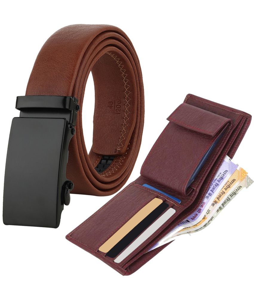     			Loopa Brown PU Formal Belt Pack of 2