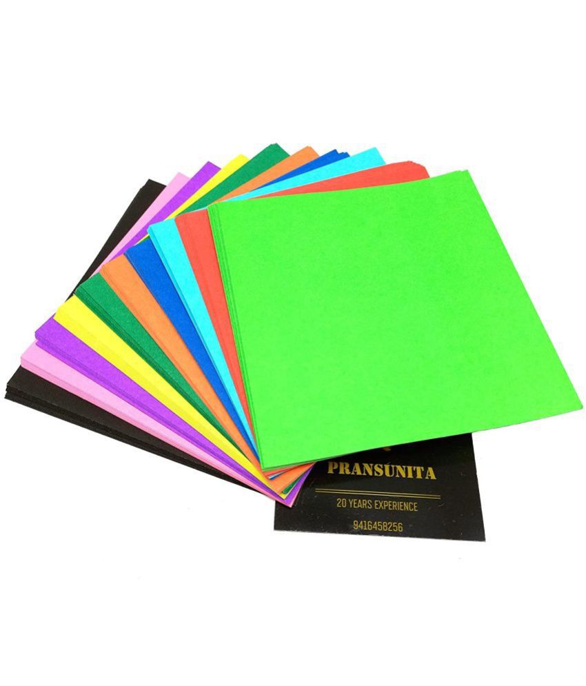     			PRANSUNITA Origami Paper 100 Sheets, 140 GSM Premium Quality for Arts and Crafts, Multicolor- Same Color on Both Sides- Size 14 x 14 cm for Origami, Scrapbooking, Hobby Crafts, Project Work etc.