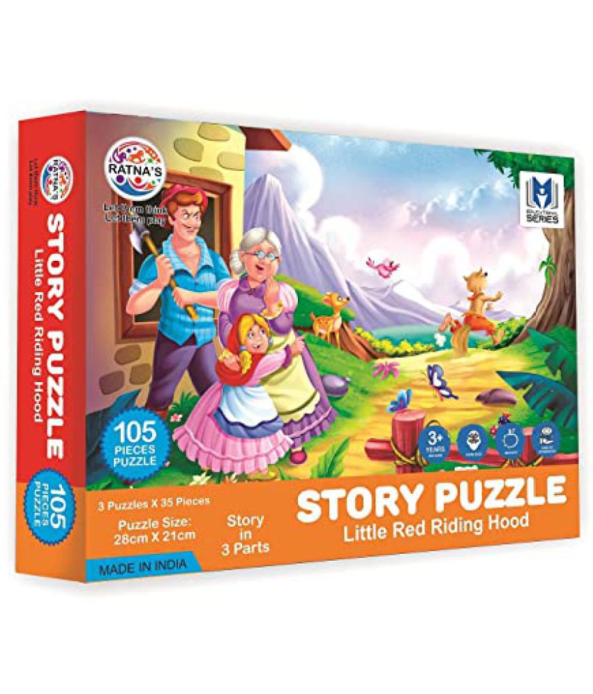     			RATNA'S Story Jigsaw A Little RED Riding Hood for Kids. This Pack Includes 3 Jigsaw Puzzle and A Story Book