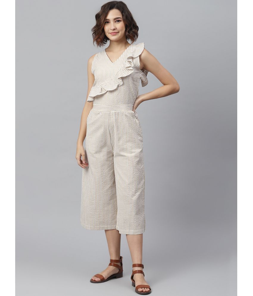     			StyleStone Beige Cotton Jumpsuit - Single