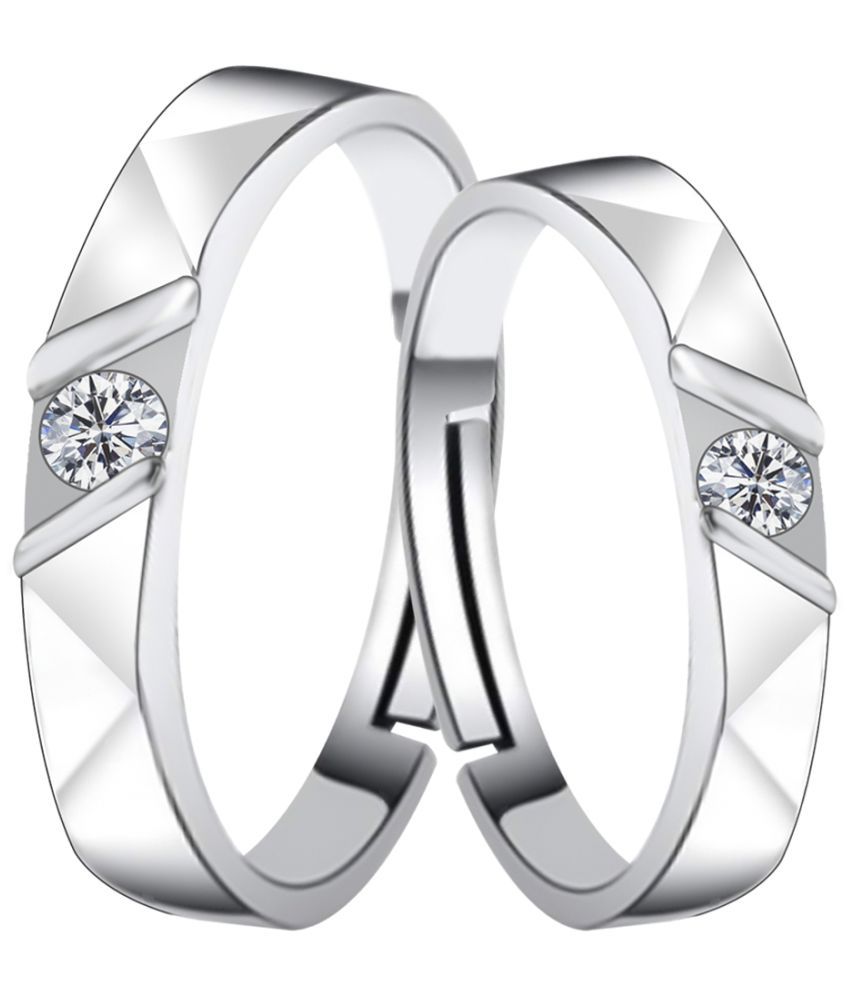     			Adjustable  Some One Speical Designe zig zag   Couple Ring Set  For Valentines  Silver Plated Couple Ring For Women And Men