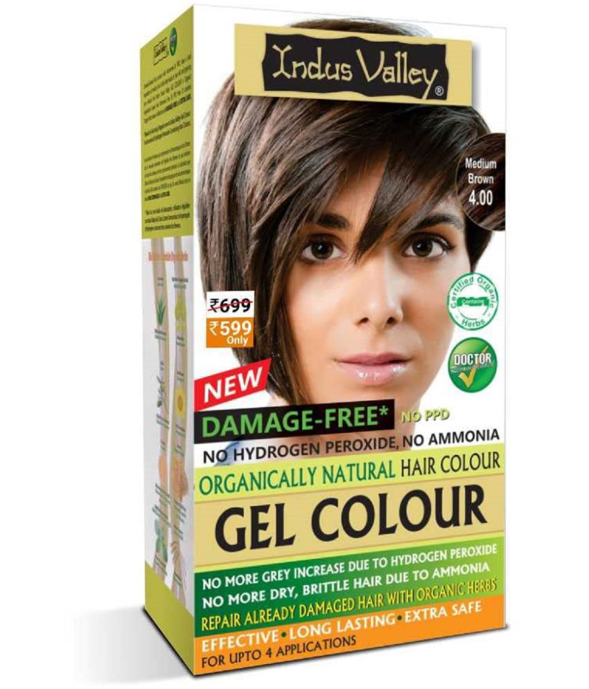 Indus Valley Organically Natural Hair Color No Ammonia Gel Hair Color Medium Brown 4.00 , Medium Brown